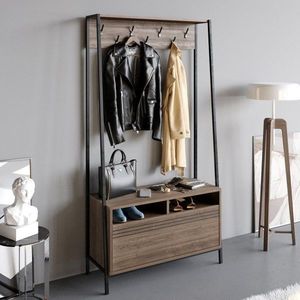 Předsíňová stěna Devin - Walnut, Black obraz