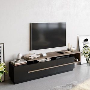 TV stolek Pia - Black, Walnut obraz