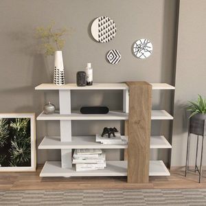 Knihovna Nur - White, Walnut obraz