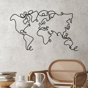 Dekorativní kovový doplněk na zeď World Map obraz