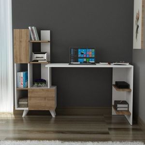 Psací stůl Alis - White, Walnut obraz