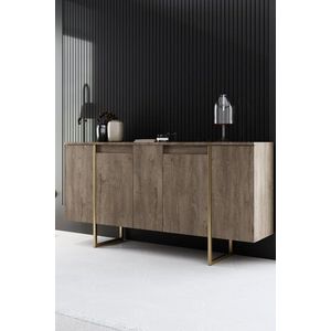 Konzolový stolek Luxe - Walnut, Gold obraz