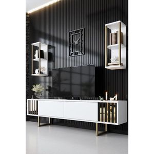 TV stěna / Sestava pod TV Gold Line - White, Black obraz