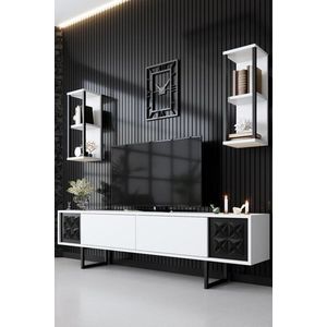 TV stěna / Sestava pod TV Black Line - White, Black obraz