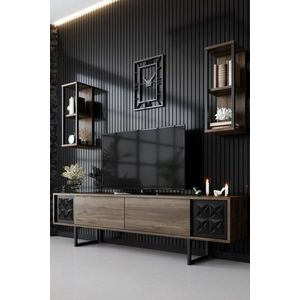 TV stěna / Sestava pod TV Black Line - Walnut, Black obraz