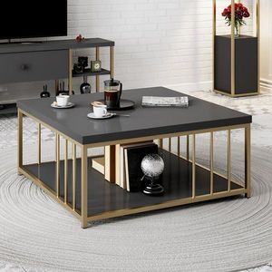 Konferenční stolek Zenn - Anthracite, Gold obraz
