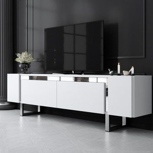 TV stolek Yildiz - White, Silver obraz