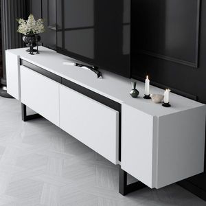 TV stolek Yildiz - White, Black obraz