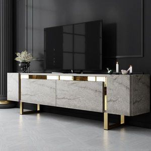 TV stolek Yildiz - Travertine, Gold obraz
