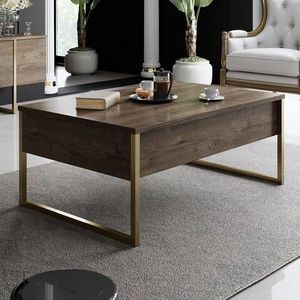 Konferenční stolek Luxe - Walnut, Gold obraz