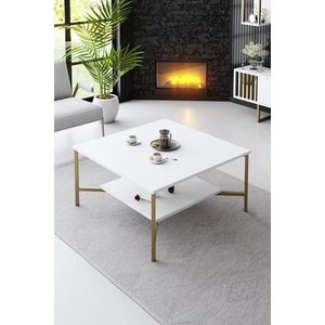 Konferenční stolek Gold Line - White, Black obraz