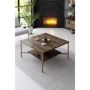 Konferenční stolek Gold Line - Walnut, Black obraz