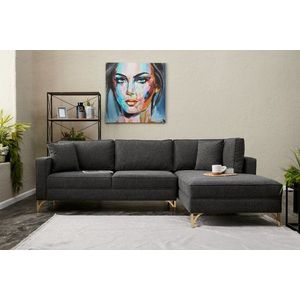 Rohová sedací souprava Berlin Right - Anthracite, Gold obraz