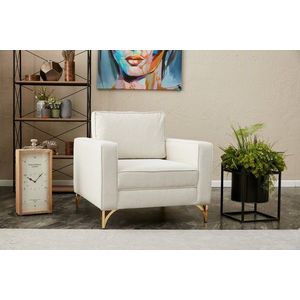 Křeslo / Jednomístná pohovka Berlin - Cream, Gold obraz