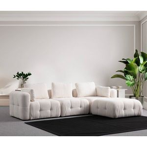 Rohová sedací souprava Amaris 3 Seater With Pouffe - White obraz