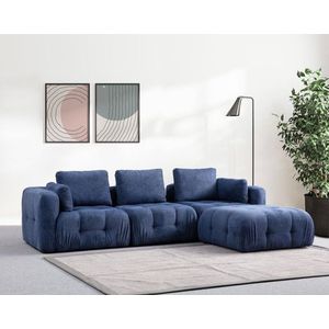 Rohová sedací souprava Amaris 3 Seater With Pouffe - Navy Blue obraz