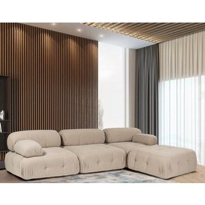 Rohová sedací souprava Doblo 3 Seater with Pouffe ( L1-O1-1R-Pouffe) - Peach obraz
