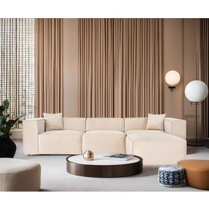Rohová sedací souprava Lora (L1-O1-1R-POUFFE ) - Cream obraz