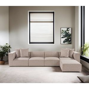 Rohová sedací souprava Sora (L1-O1-O1-1R-POUFFE ) - Sand Beige obraz