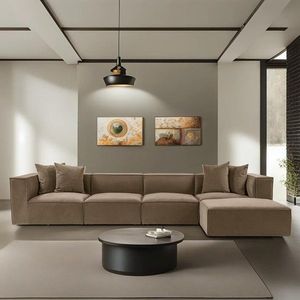 Rohová sedací souprava Sora (L1-O1-O1-1R-POUFFE ) - Brown obraz