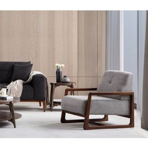 Křeslo ušák Athena Bergere - Light Grey, Walnut obraz