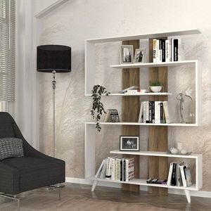 Knihovna Rain - White, Walnut obraz
