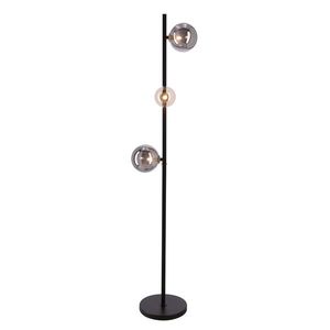 Stojací lampa Kama 3x28W G9 černá a zlatá, grafitové a jantarové stínidlo, elegantní stojací lampa, moderní design do obývacího pokoje obraz