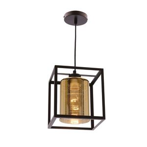 Závěsná lampa LURI 1x40W E27 černá se zlatým stínidlem, moderní stropní svítidlo do obývacího pokoje, kuchyně nebo jídelny, elegantní minimalismus obraz