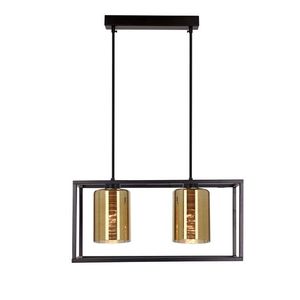 Závěsná lampa LURI 2x40W E27 černá se zlatými stínidly, moderní stropní svítidlo do obývacího pokoje a kuchyně, loftový styl, elegantní minimalismus obraz