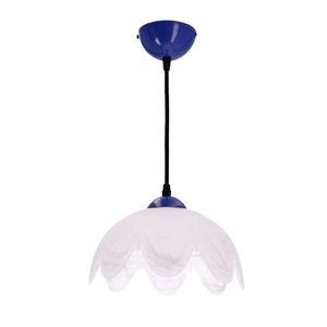 Závěsná lampa COLORI chrpově modrá 1x60W E27 s bílým stínidlem, moderní svítidlo do obývacího pokoje, ložnice, kuchyně, jídelny, interiéru domu obraz