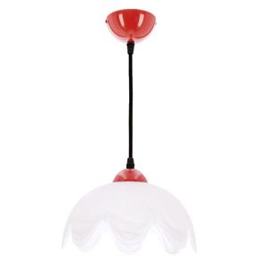 Závěsná lampa COLORI s bílým stínidlem a červeným akcentem – moderní interiérové osvětlení obraz