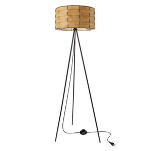 Stojací lampa FIANA černá 1x40W E27 přírodní stínidlo z černé borovice moderní stojací do obývacího pokoje, ložnice, kancelář, dekorativní osvětlení obraz