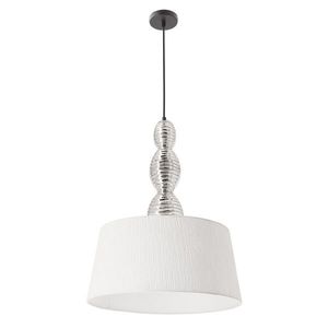 Stříbrná závěsná lampa RAKLI E27 1x60W s bílým stínidlem, moderní do obývacího pokoje, ložnice, kuchyně, jídelny, stropní osvětlení obraz
