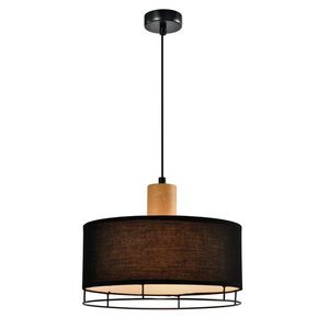 Stropní lampa Ardi černá + dřevěné 1x40W E27 černé stínidlo obraz