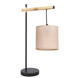Kombinovaná stolní lampa černá 1x60W E27 béžové stínidlo obraz
