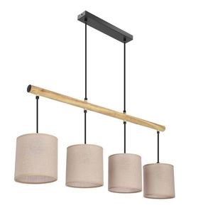 Kombinovaná závěsná lampa černá 4x60W E27 béžové stínidlo obraz