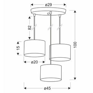 Závěsná lampa PANDY černá deska 3x40W E27 stínidlo šedá+zlatá obraz