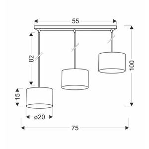 Závěsná lampa PANDY černá 3x40W E27 stínidlo šedá+zlatá obraz