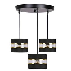 Závěsná lampa PANDY černá destička 3x40W E27 stínidlo černá+zlatá obraz