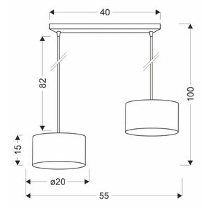 Závěsná lampa PANDY černá 2x40W E27 stínidlo černá+zlatá obraz