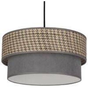 Závěsná lampa Karrara černá 1x60W E27 stínidlo šedé béžovo-šedé obraz