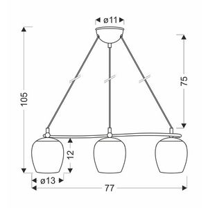 Závěsná lampa Serano patinovaná 3x60W E27 krémové stínidlo obraz