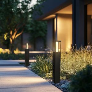 Zahradní LED lampa CROCUS – černý sloup 2x6W IP65 – moderní osvětlení zahradních cest obraz