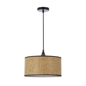 Závěsná lampa Anaka černá 1x40W E27 béžovo-hnědé stínidlo s opleteným stínidlem obraz