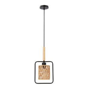 Závěsná lampa Crown, černá, 1x40W, E27, béžové stínidlo obraz