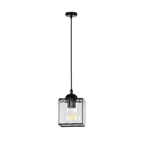 Závěsná lampa Glassia černá 1X40 E27 černé stínidlo + čiré krystaly obraz