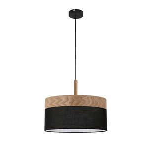 Závěsná lampa Orto černá+dřevěná 1x60W E27 stínidlo hnědé+černé obraz