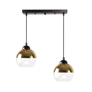 Závěsná lampa Contessa černá 2x40 E27 zlaté stínidlo obraz