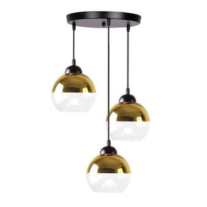 Závěsná lampa Contessa, černá, 3x40, E27, zlaté stínidlo obraz