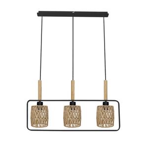 Závěsná lampa Crown, černá, 3x40W, E27, béžové stínidlo obraz